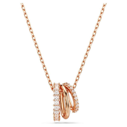 Hyperbola pendant Mixed cuts, White, Rose gold-tone plated