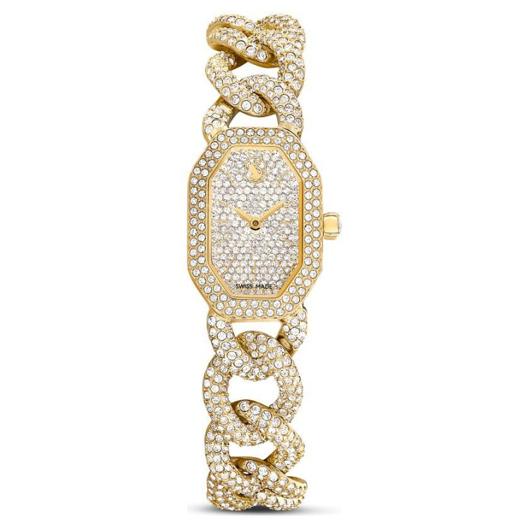 Dextera Chain watch Swiss Made, Crystal bracelet, Gold tone, Gold-tone finish