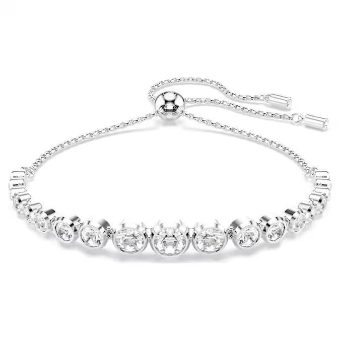 Imber Tennis bracelet Mixed round cuts, White, Rhodium plated