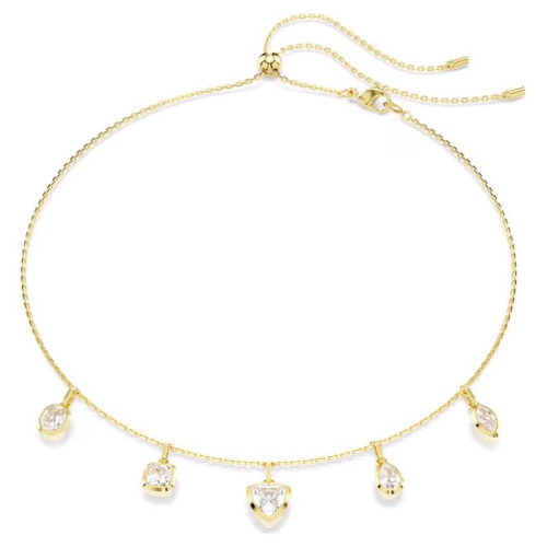 Imber necklace Mixed cuts, White, Gold-tone plated