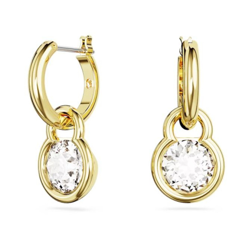 Dextera drop earrings Round cut, White, Gold-tone plated