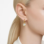 Dextera drop earrings Round cut, White, Gold-tone plated