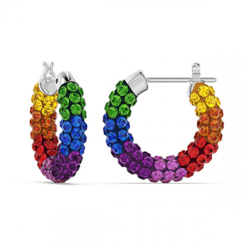Tigris hoop earrings, Multicolored, Rhodium