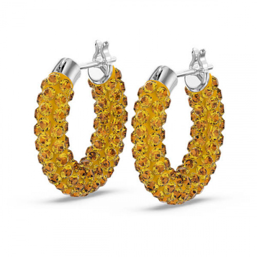 Tigris hoop earrings, Yellow, Rhodium plated