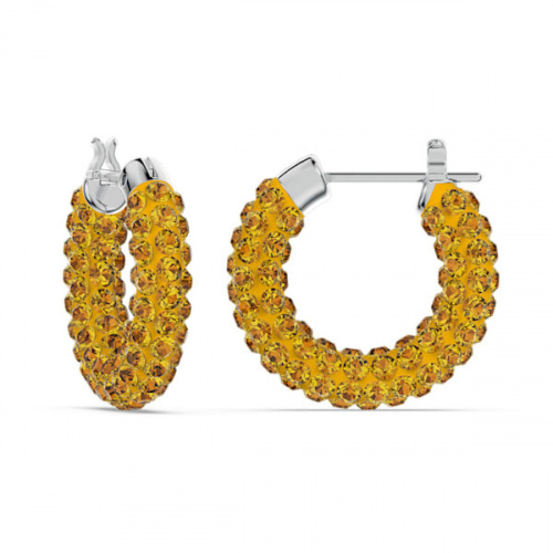 Tigris hoop earrings, Yellow, Rhodium plated