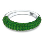 Tigris ring, Green, Rhodium plated