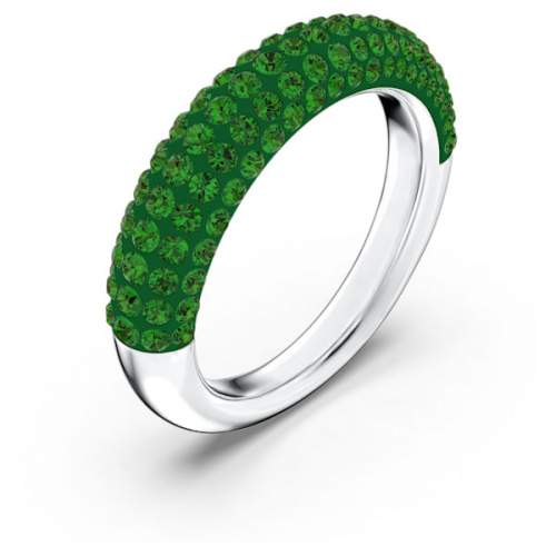 Tigris ring, Green, Rhodium plated