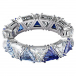 Ortyx cocktail ring Triangle cut, Blue, Rhodium plated
