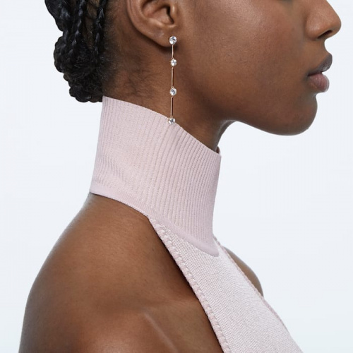 Constella earrings, Asymmetrical, White, Rose