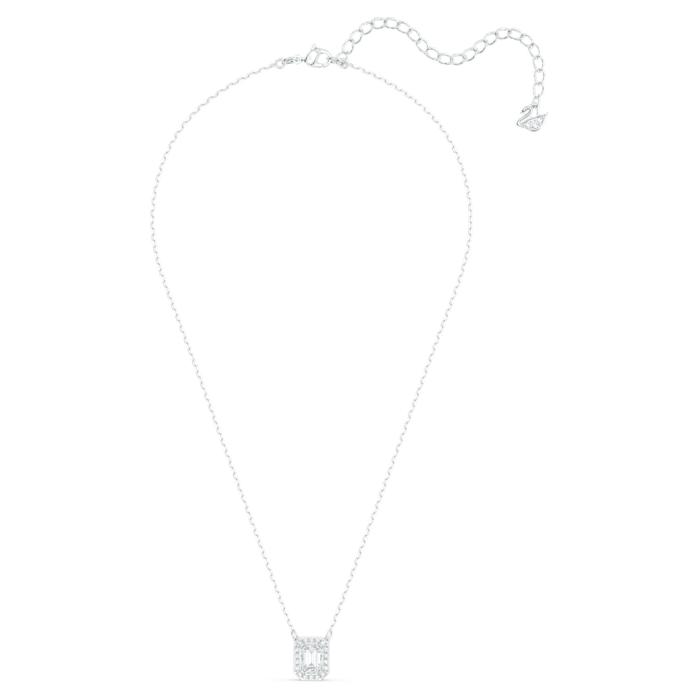 Millenia necklace, Square Swarovski zirconia, White