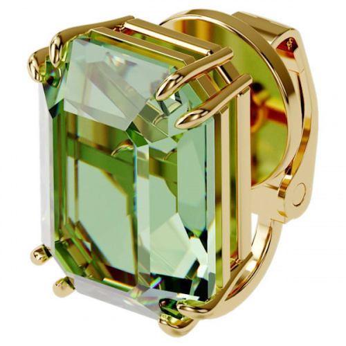 Millenia clip earring, Single, Green, Gold-tone