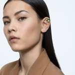 Millenia clip earring, Single, Green, Gold-tone