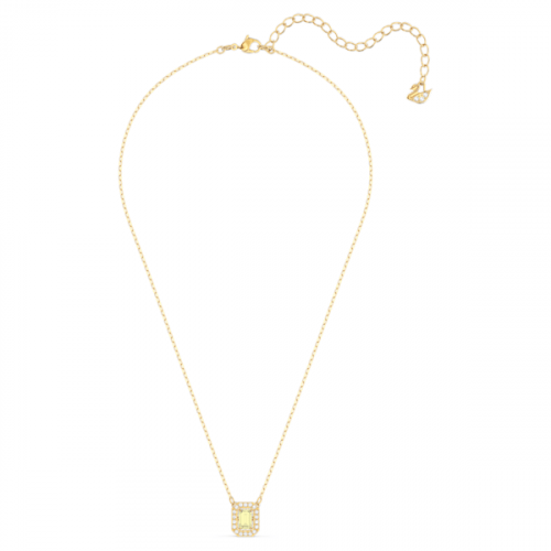 Millenia necklace, Square Swarovski zirconia, Yellow, Gold