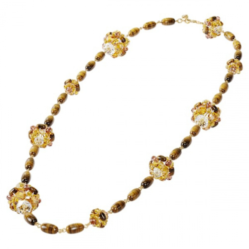 Somnia necklace, Brown, Gold-tone plated