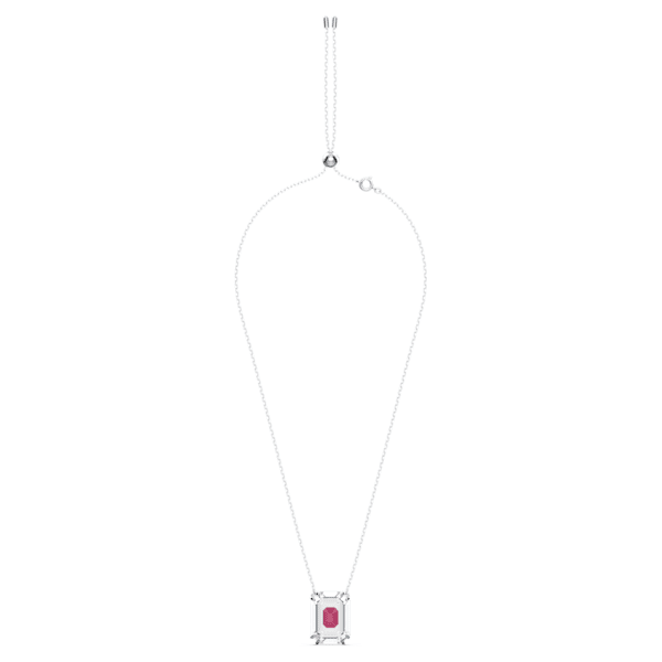 Chroma necklace, Pink, Rhodium plated
