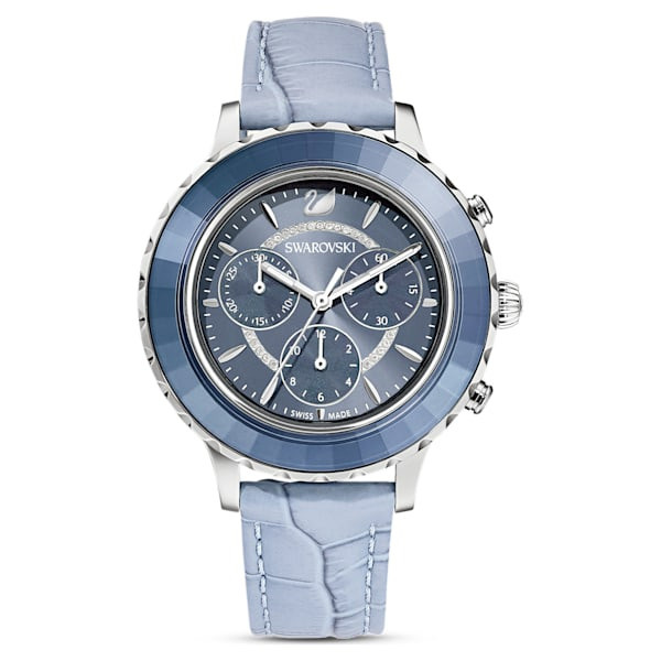 Octea Lux Chrono Watch, Leather strap, Blue