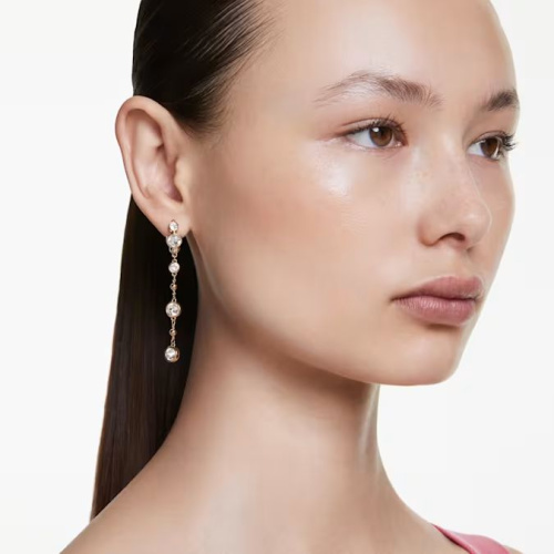 Imber drop earrings Round cut, White, Mixed metal finish