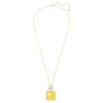 Orbita necklace, Square cut crystal, White, Gold