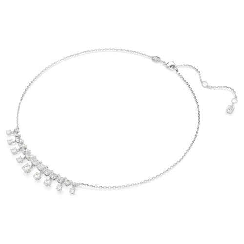 Idyllia necklace Mixed cuts, Snowflake, White, Rhodium plated