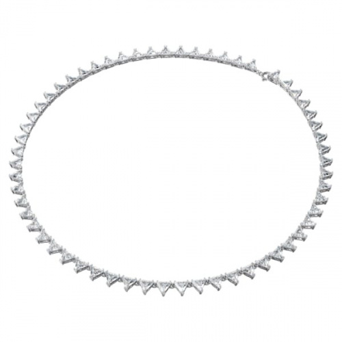 Millenia necklace, Triangle, White, Rhodium