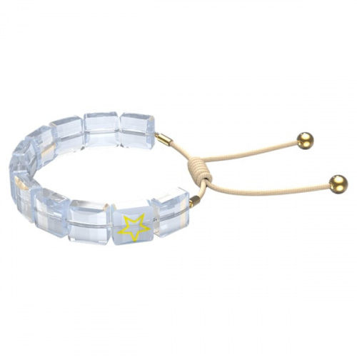 Letra bracelet, Star, White, Gold-tone plated