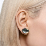 Lucent stud earring, Single, Blue, Rhodium plated