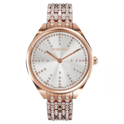 Attract watch, Metal bracelet, White, Rose-gold