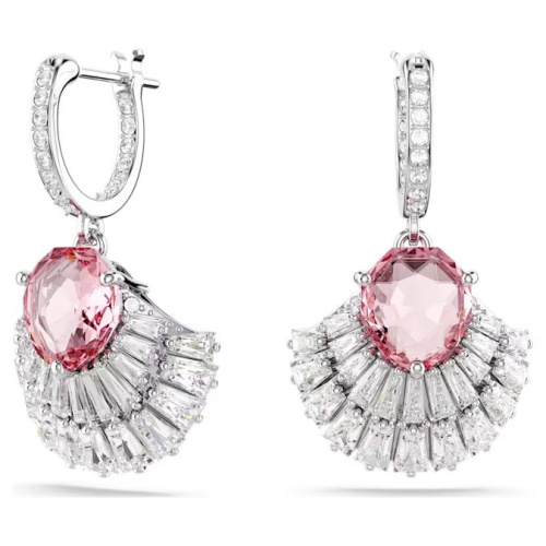 Idyllia drop earrings Shell, Pink, Rhodium plated