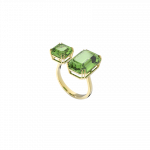 Millenia cocktail ring, Octagon cut crystals, Green, Gold-tone plated