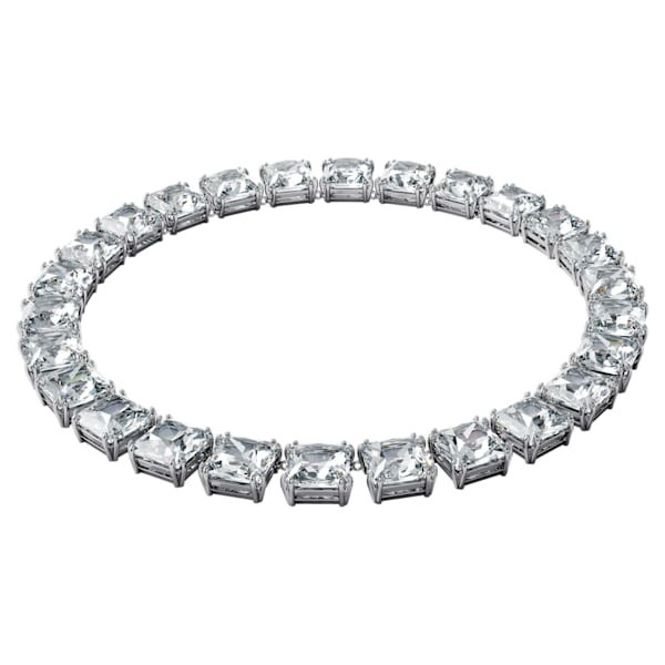 Millenia necklace, Square cut crystals, White