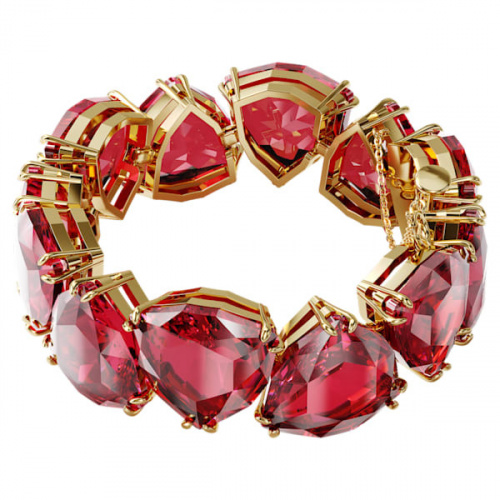 Millenia bracelet Trilliant cut crystal, Orange, Gold-tone plated