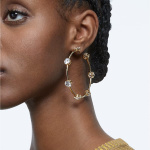 Constella hoop earrings White, Shiny gold-tone plated