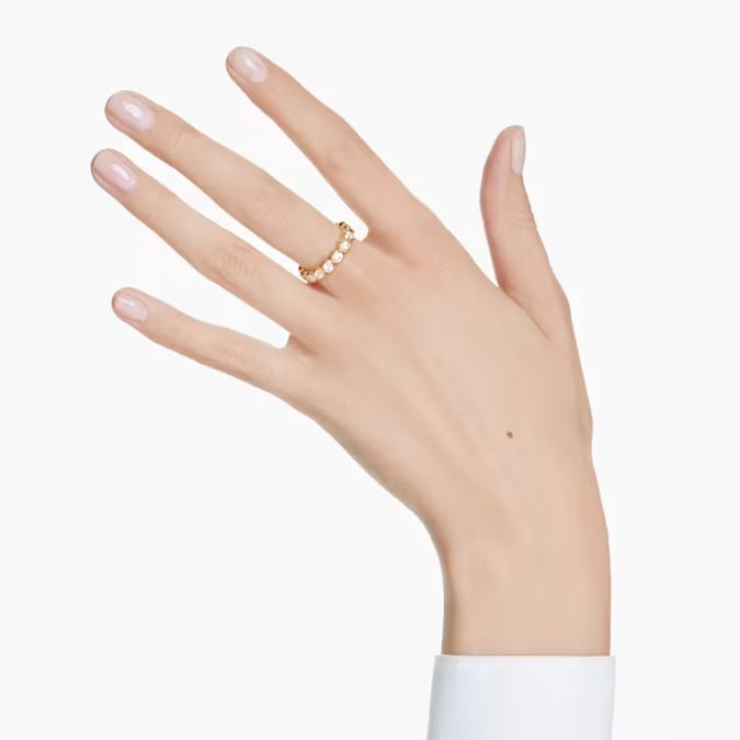 Imber ring Round cut, White, Gold-tone plated