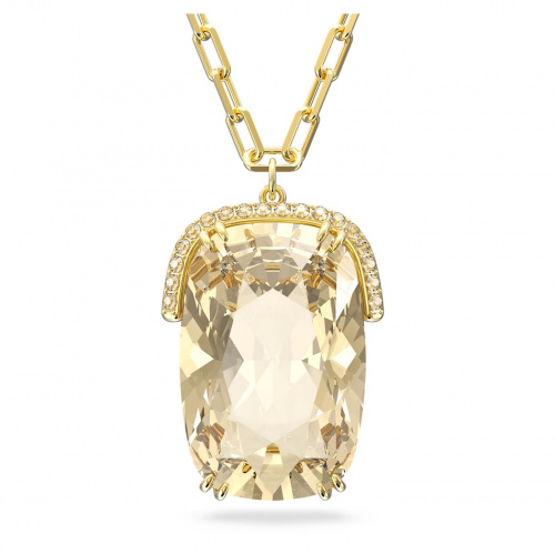 Harmonia pendant, Oversized crystals, Yellow, Gold-tone plated