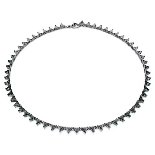 Matrix necklace Triangle cut, Gray, Ruthenium plated