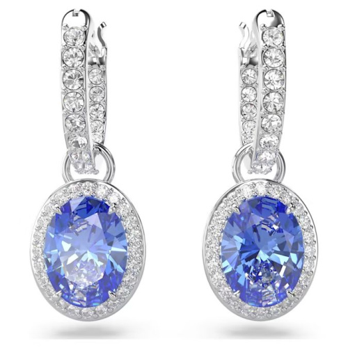 Constella drop earrings Oval cut, Blue, Rhodium plated