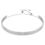 Matrix Tennis choker Round cut, White, Rhodium plated