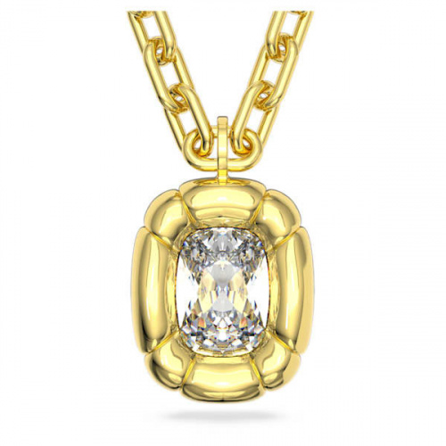 Dulcis pendant, Cushion cut crystals, Yellow, Gold-tone plated