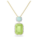 Orbita necklace, Octagon cut crystal, Multicoloured, Gold-tone