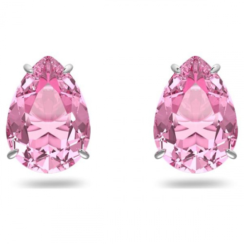 Gema stud earrings Pink, Rhodium plated