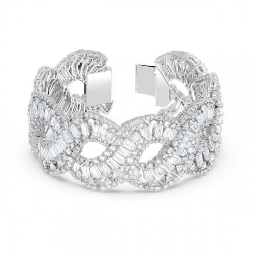 Hyperbola bracelet Wave, White, Rhodium plated