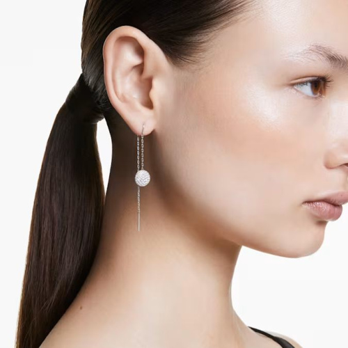 Meteora drop earrings White, Rhodium plated