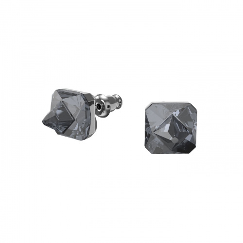 Chroma stud earrings, Pyramid cut crystals, Gray