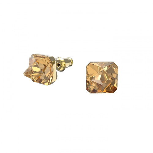 Chroma stud earrings, Pyramid cut crystals, Yellow, Gold