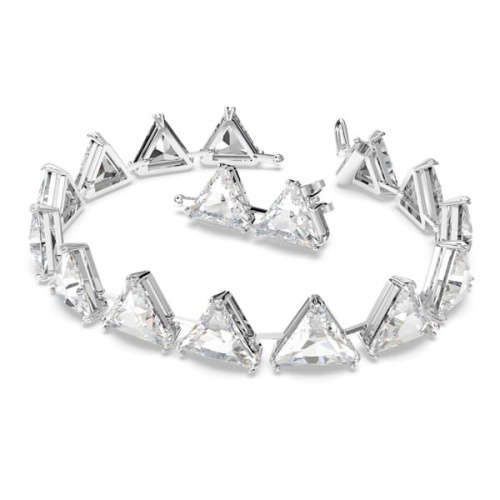 Ortyx bracelet Triangle cut, White, Rhodium plated