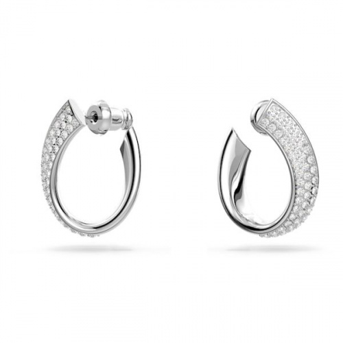 Exist hoop earrings, Small, White, Rhodium plated