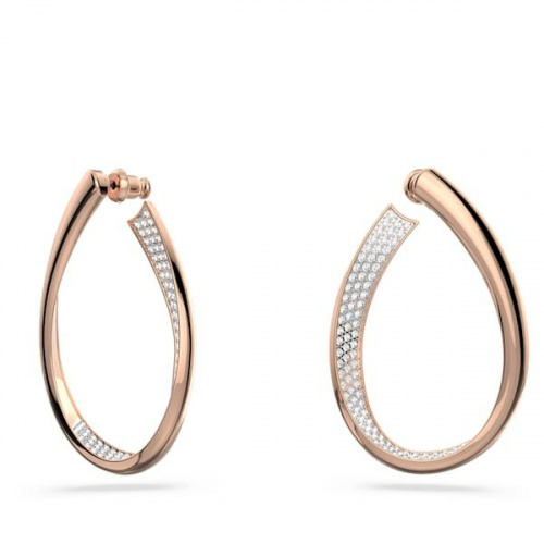 Exist hoop earrings, White, Rose-gold tone plated