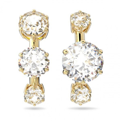 Constella earrings, Brilliant cut crystals, White, Gold-tone