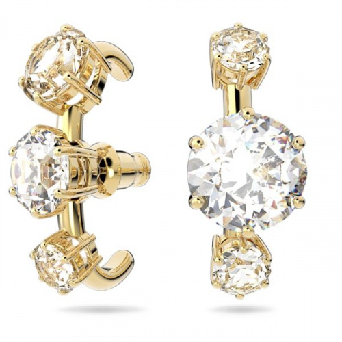 Constella earrings, Brilliant cut crystals, White, Gold-tone