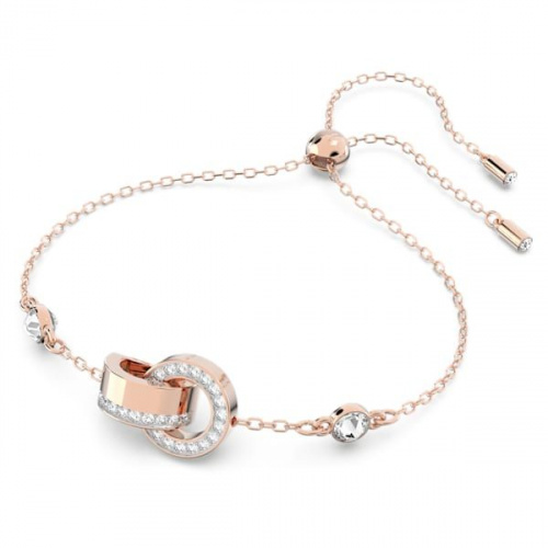 Hollow bracelet, White, Rose-gold tone plated